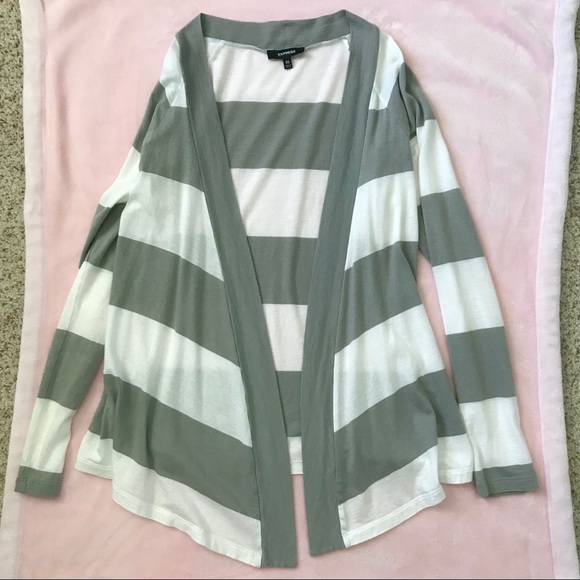 Express Gray/White Striped Cardigan - Picture 4 of 7